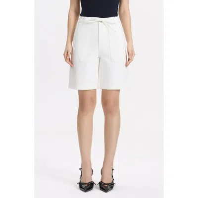 Bayeas Drawstring High Waist Denim Bermuda Shorts In White