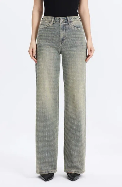 Bayeas Embellished High Waist Wide Leg Jeans In Gray