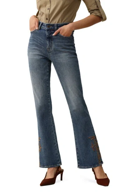 Bayeas Embroidered Bootcut Jeans In Blue