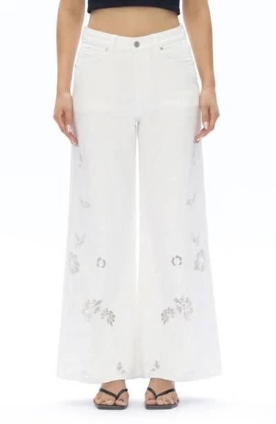 Bayeas Embroidered High Waist Wide Leg Jeans In White