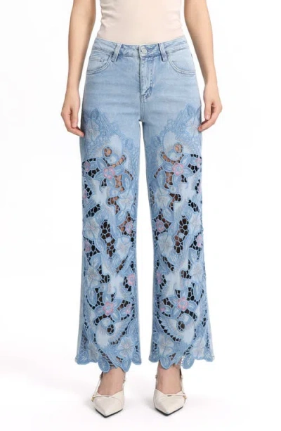 Bayeas Embroidered Straight Leg Jeans In Blue