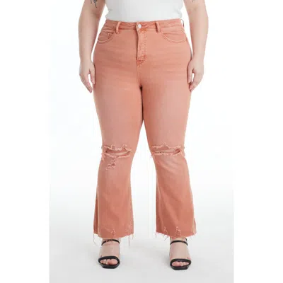 Bayeas Emily High Waist Distressed Straight Leg Jeans In Orange