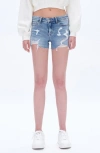 Bayeas Emma Distressed Cutoff Denim Shorts In Blue
