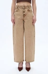 Bayeas Exposed Button High Waist Barrel Jeans In Brown