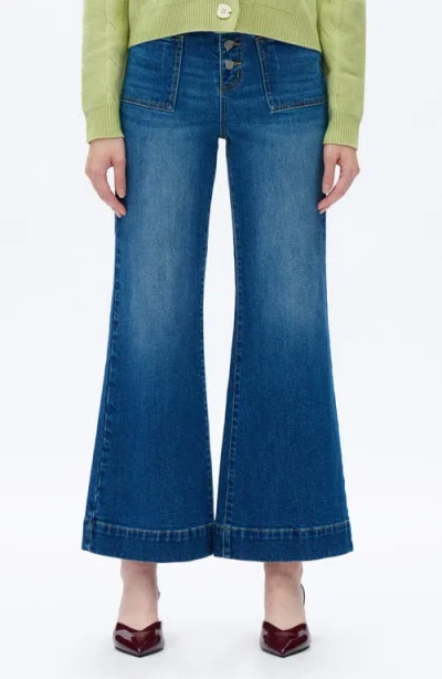 Bayeas Exposed Button High Waist Wide Leg Jeans In Blue