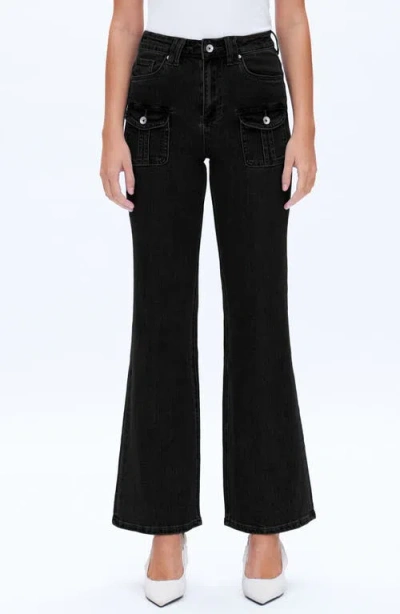 Bayeas Flap Pocket High Waist Relaxed Flare Jeans
