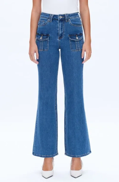 Bayeas Flap Pocket High Waist Relaxed Flare Jeans