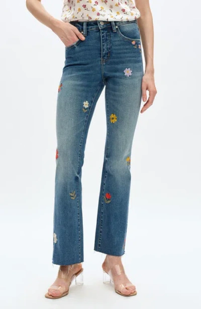 Bayeas Floral Embroidered High Waist Bootcut Jeans In Multi