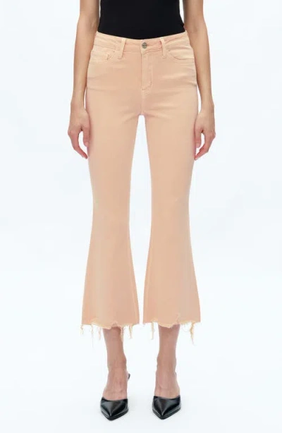 Bayeas Fray Hem Crop Flare Jeans In Brown