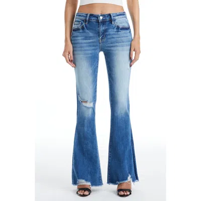 Bayeas Fray Hem Flare Jeans In Blue