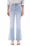 Bayeas Frayed High Waist Ankle Bootcut Jeans In Blue