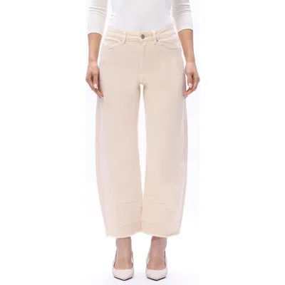 Bayeas Frayed Mid Rise Ankle Barrel Leg Jeans In Pink