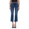 Bayeas Frayed Step Hem Mid Rise Ankle Bootcut Jeans