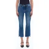 Bayeas Frayed Step Hem Mid Rise Ankle Bootcut Jeans