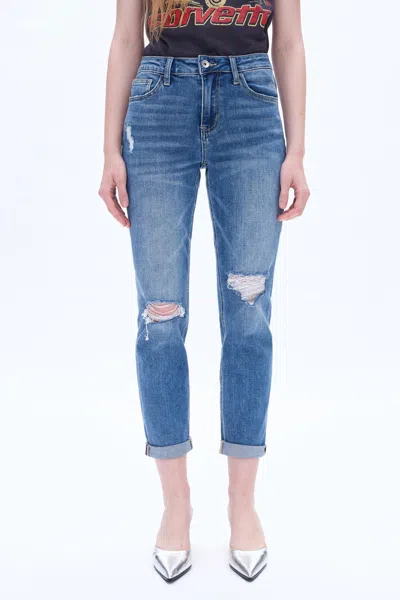 Bayeas High Rise Relaxed Boyfriend Jeans In Midnight Thunder In Multi