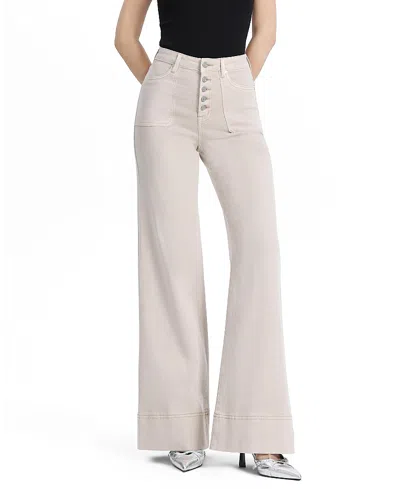 Bayeas High Rise Wide Leg Button Fly High-stitched Hem Denim Jeans In Dawna In Neutral
