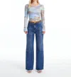 Bayeas High Rise Wide Leg Utility Jean Split Hem In Deep Sea In Grey