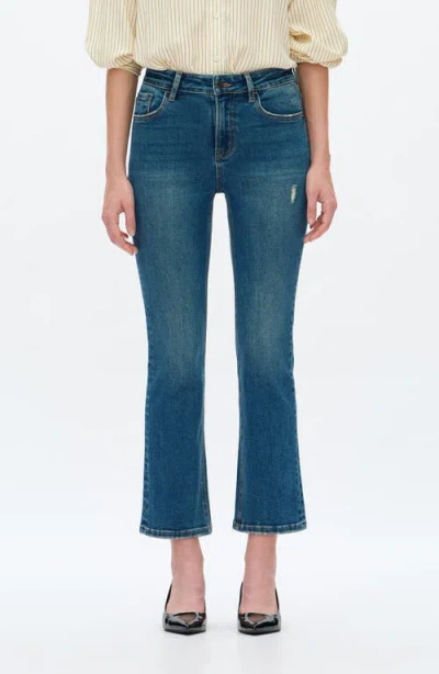 Bayeas High Waist Crop Flare Jeans In Blue