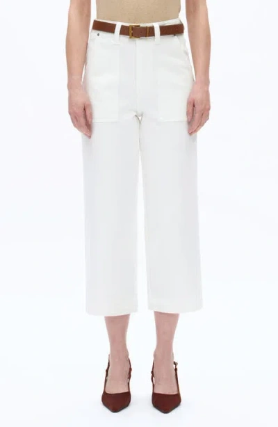 Bayeas High Waist Crop Relaxed Straight Leg Utility Jeans In White