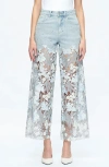 Bayeas High Waist Crystal Embellished Lace Leg Jeans In Lesley Bluednu