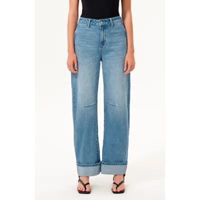 Bayeas High Waist Cuffed Barrel Jeans In Blue