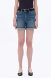 Bayeas High Waist Cuffed Denim Shorts In Blue