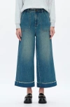 Bayeas High Waist Cuffed Raw Hem Wide Leg Jeans In Blue
