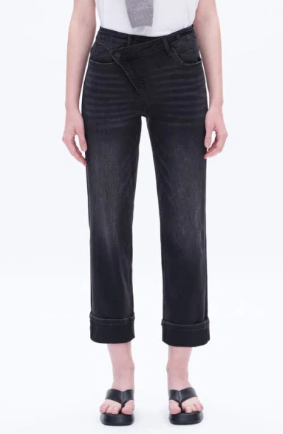 Bayeas High Waist Cuffed Straight Leg Mom Jeans