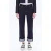 Bayeas High Waist Deep Cuff Straight Leg Jeans