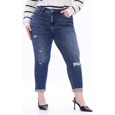 Bayeas High Waist Distressed Straight Leg Jeans In Blue