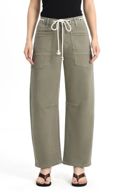 Bayeas High Waist Drawstring Barrel Leg Jeans In Gray