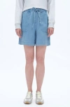 Bayeas High Waist Drawstring Denim Shorts In Blue