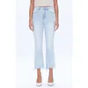 Bayeas High Waist Fray Hem Ankle Flare Jeans In Blue