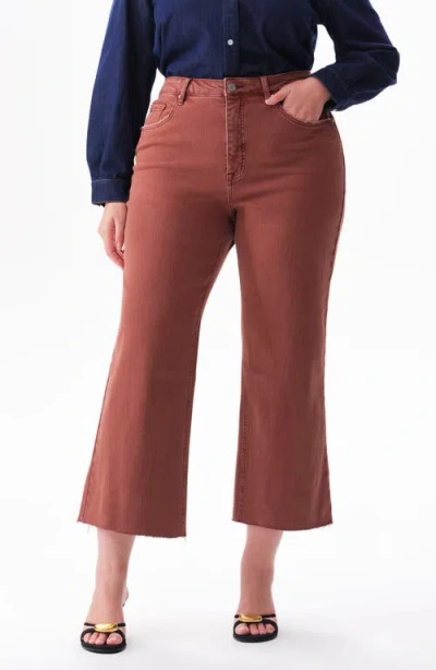 Bayeas High Waist Frayed Hem Crop Wide Leg Jeans In Red