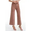 Bayeas High Waist Raw Hem Ankle Wide Leg Jeans In Cappuccino