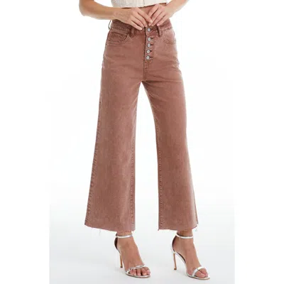 Bayeas High Waist Raw Hem Ankle Wide Leg Jeans In Cappuccino