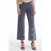 Bayeas High Waist Raw Hem Ankle Wide Leg Jeans In Graphite