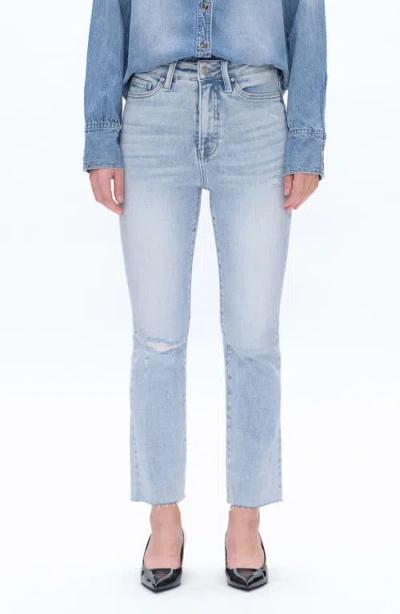 Bayeas High Waist Raw Hem Ripped Straight Leg Jeans In Blue