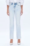 Bayeas High Waist Raw Hem Side Slit Bootcut Jeans