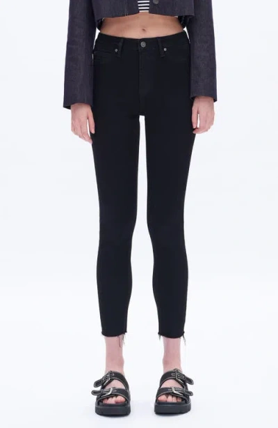 Bayeas High Waist Raw Hem Skinny Jeans In Black