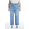 Bayeas High Waist Raw Hem Wide Leg Jeans In Blue