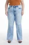 Bayeas Plus Size High Rise Wide Leg Jeans With Raw Hem