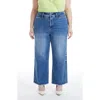 Bayeas Plus Size High Rise Wide Leg Jeans With Raw Hem