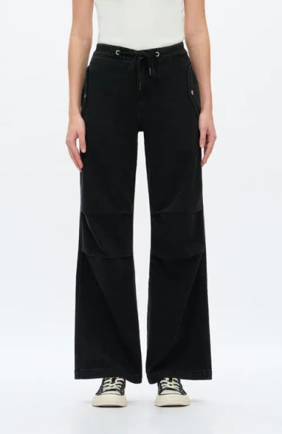 Bayeas High Waist Raw Hem Wide Leg Jeans In Black