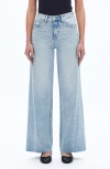 Bayeas High Waist Raw Hem Wide Leg Jeans In Blue