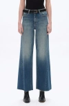 Bayeas High Waist Raw Hem Wide Leg Jeans In Blue