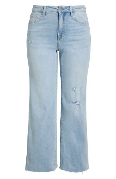 Bayeas High Waist Raw Hem Wide Leg Jeans In Blue