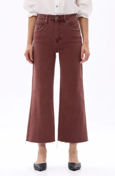 Bayeas High Waist Raw Hem Wide Leg Jeans In Brown