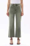 Bayeas High Waist Raw Hem Wide Leg Jeans In Green