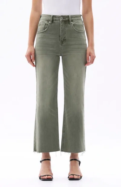 Bayeas High Waist Raw Hem Wide Leg Jeans In Green